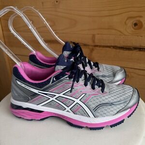 Asics Women's Gray Pink Navy Running Shoes